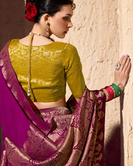 Purple Crepe Georgette Designer Saree