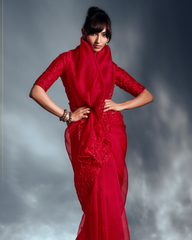 Red Pure Ho Tissue Organza Saree