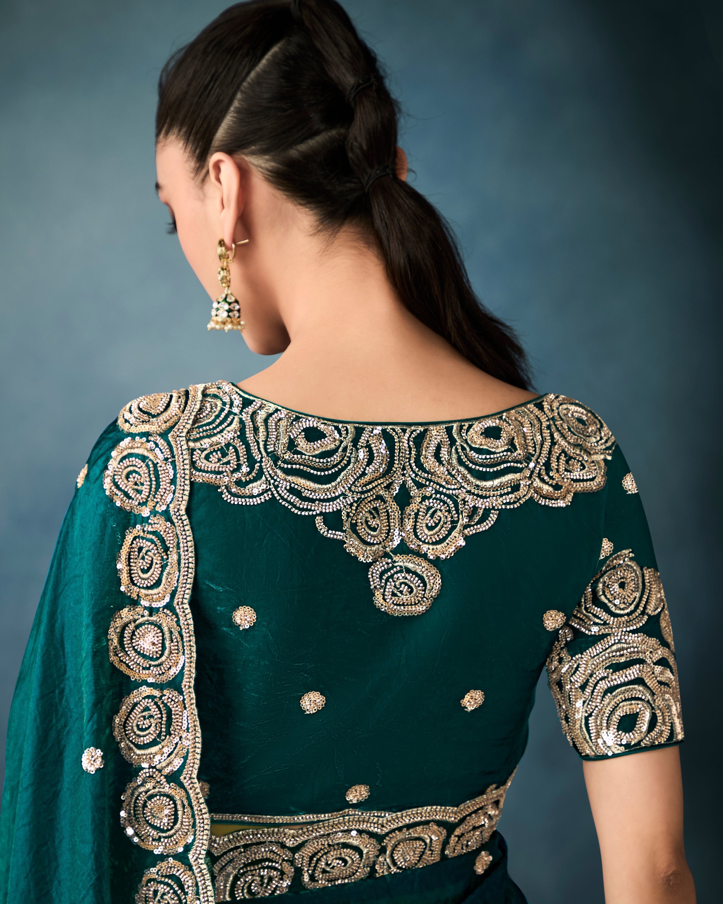 Green Ho & Tissue Designer Saree