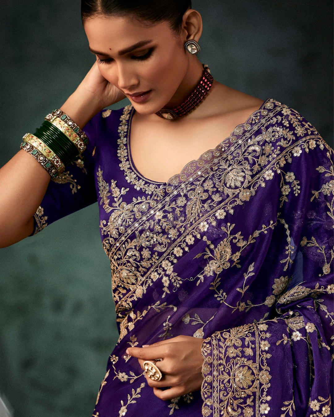 Blue Georgette Designer Saree