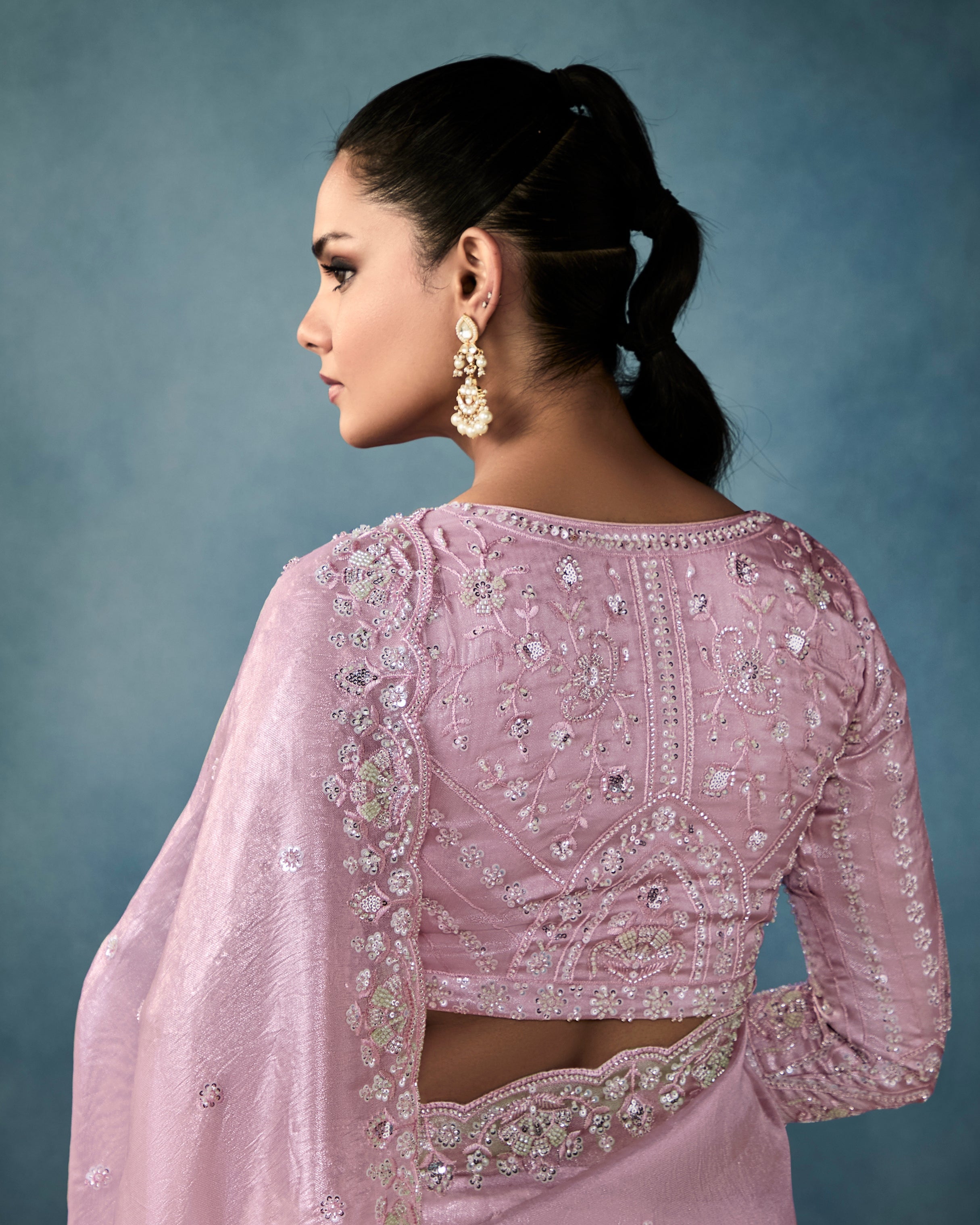 Lilac Ho & Tissue Partywear Saree