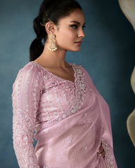 Lilac Ho & Tissue Partywear Saree