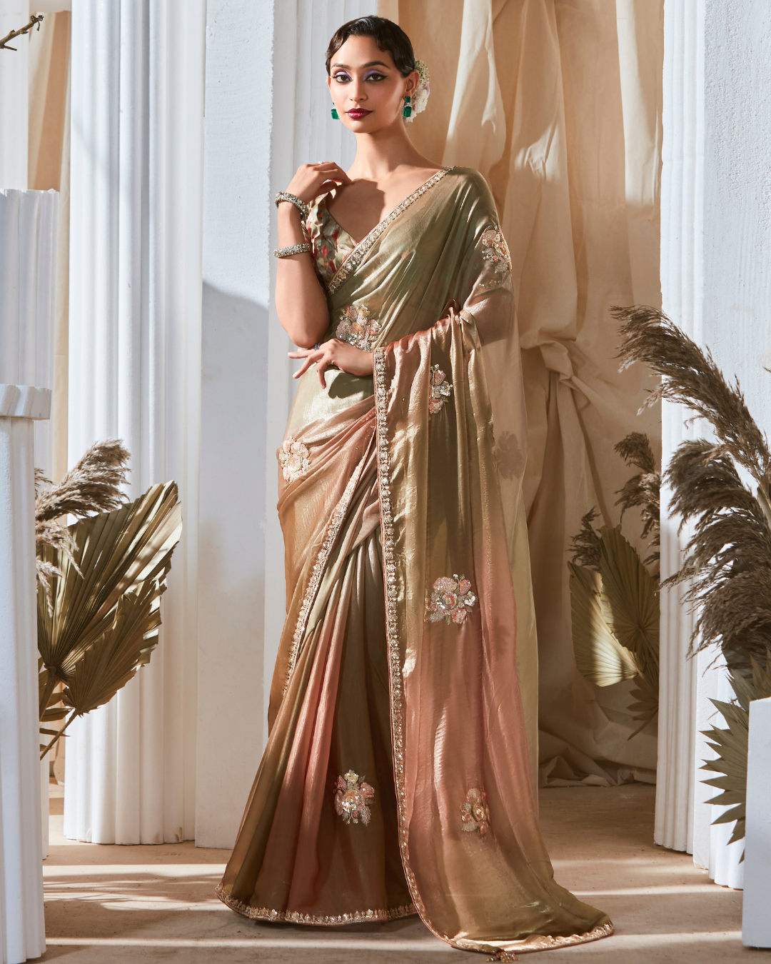 Golden Georgette Beautiful Saree