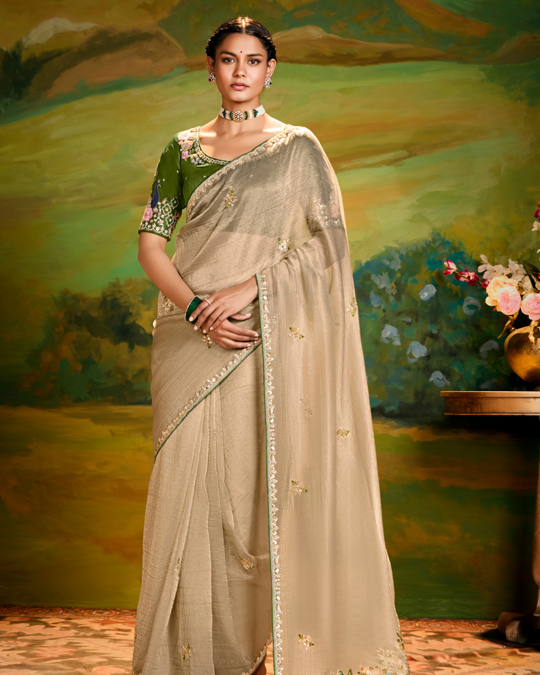 Ivory Dola Silk Designer Saree