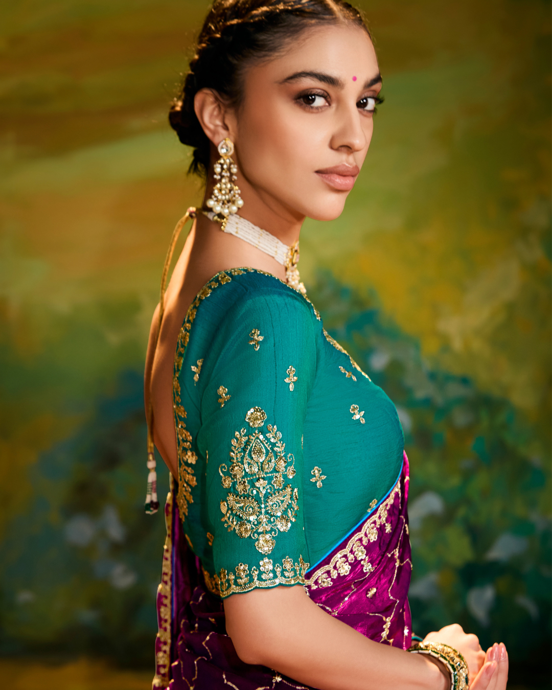 Designer Purple Dola Silk Saree