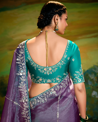 Designer Purple Dola Silk Saree
