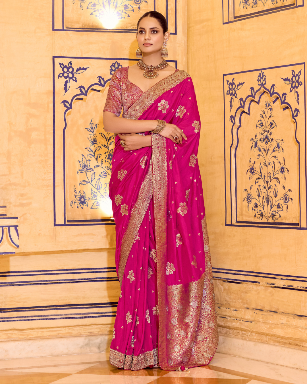 Pink Beautiful Crepe Silk Saree