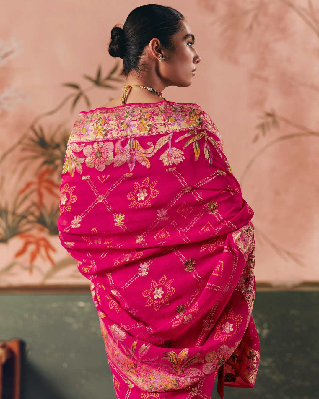 Pink Pure Khaddi Georgette Designer Saree