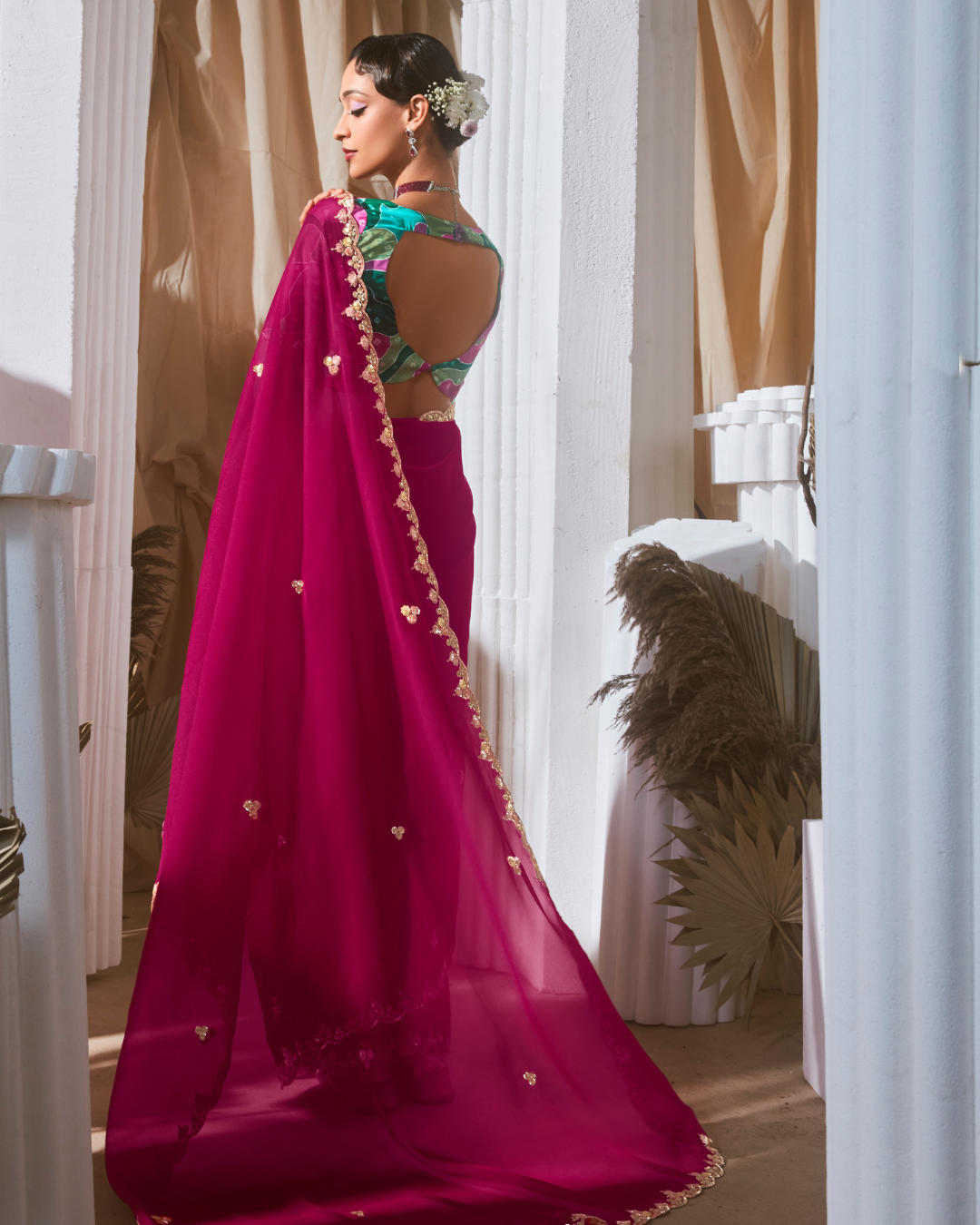 Pink Georgette Designer Saree