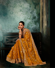 Yellow Georgette Designer Saree