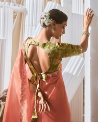 Peach Beautiful Georgette Saree