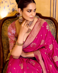 Pink Beautiful Crepe Silk Saree