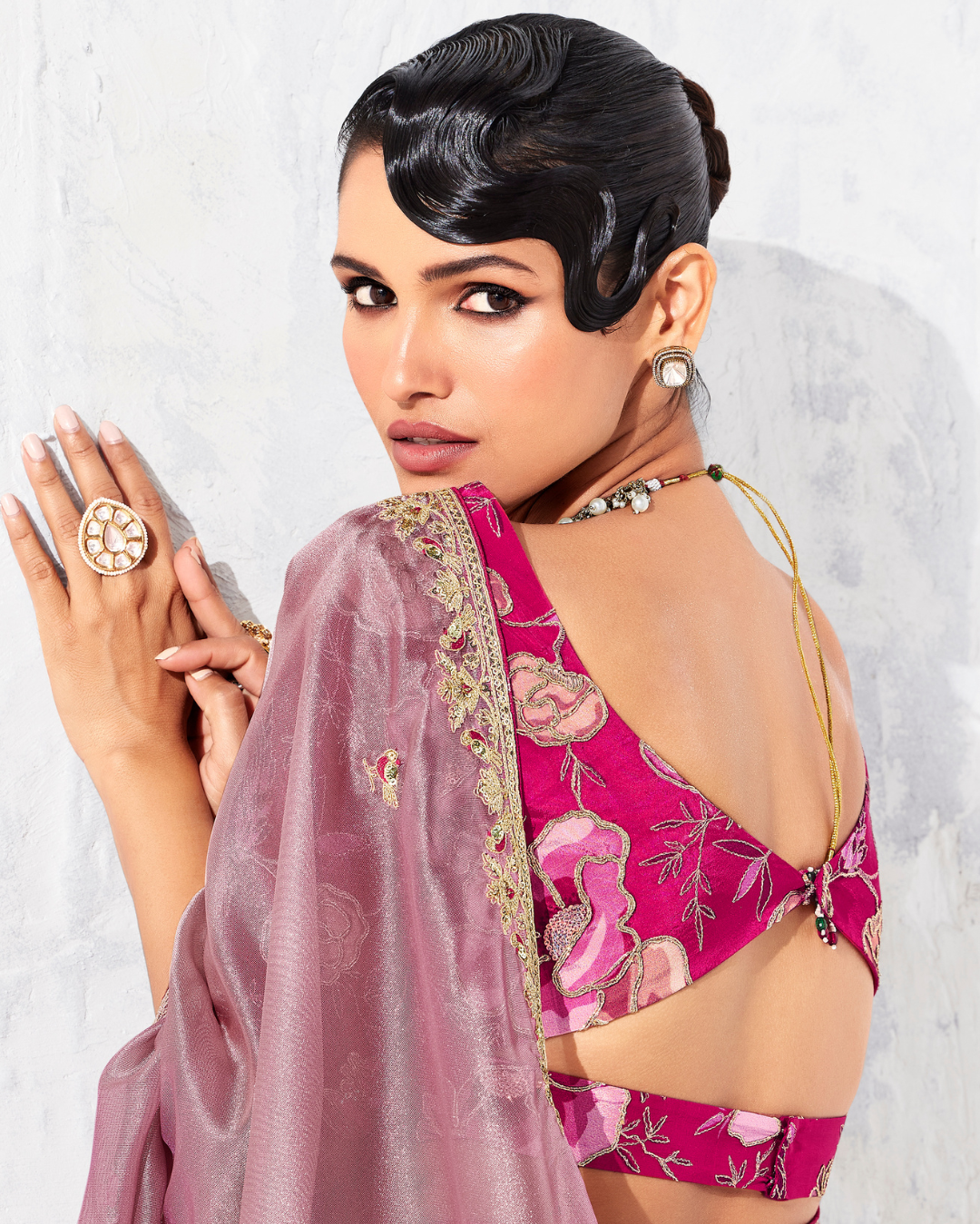 Lavender Glass Tissue Organza Designer Saree