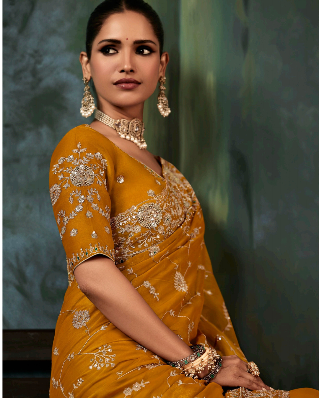 Yellow Georgette Designer Saree