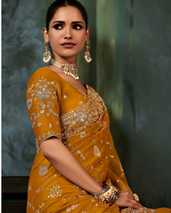 Yellow Georgette Designer Saree