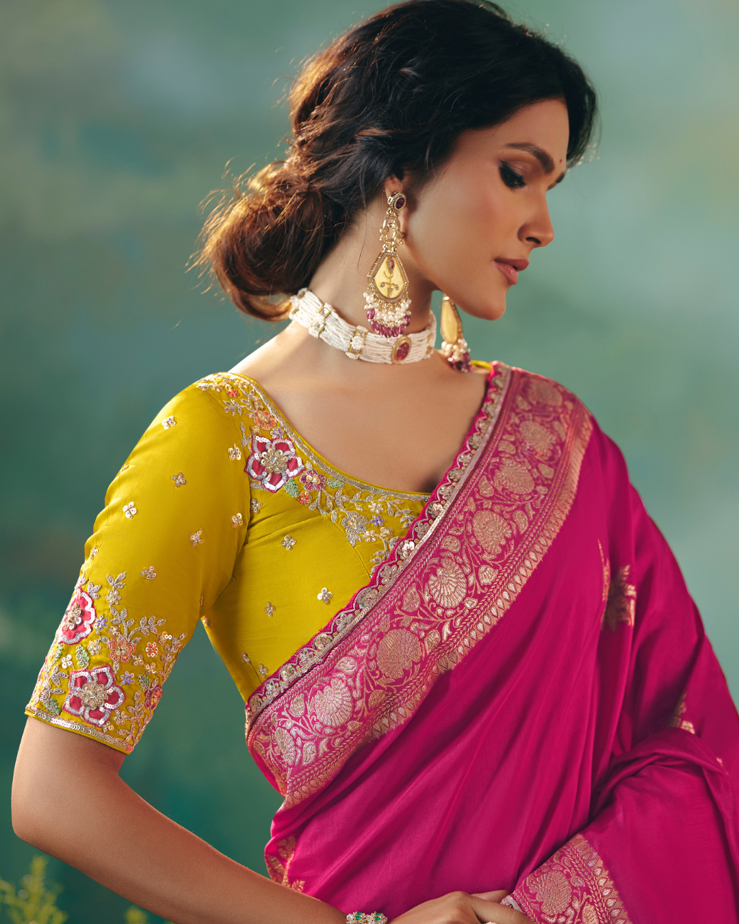 Pink Premium Dola Viscose Silk Saree