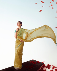 Yellow Georgette Party Wear Saree