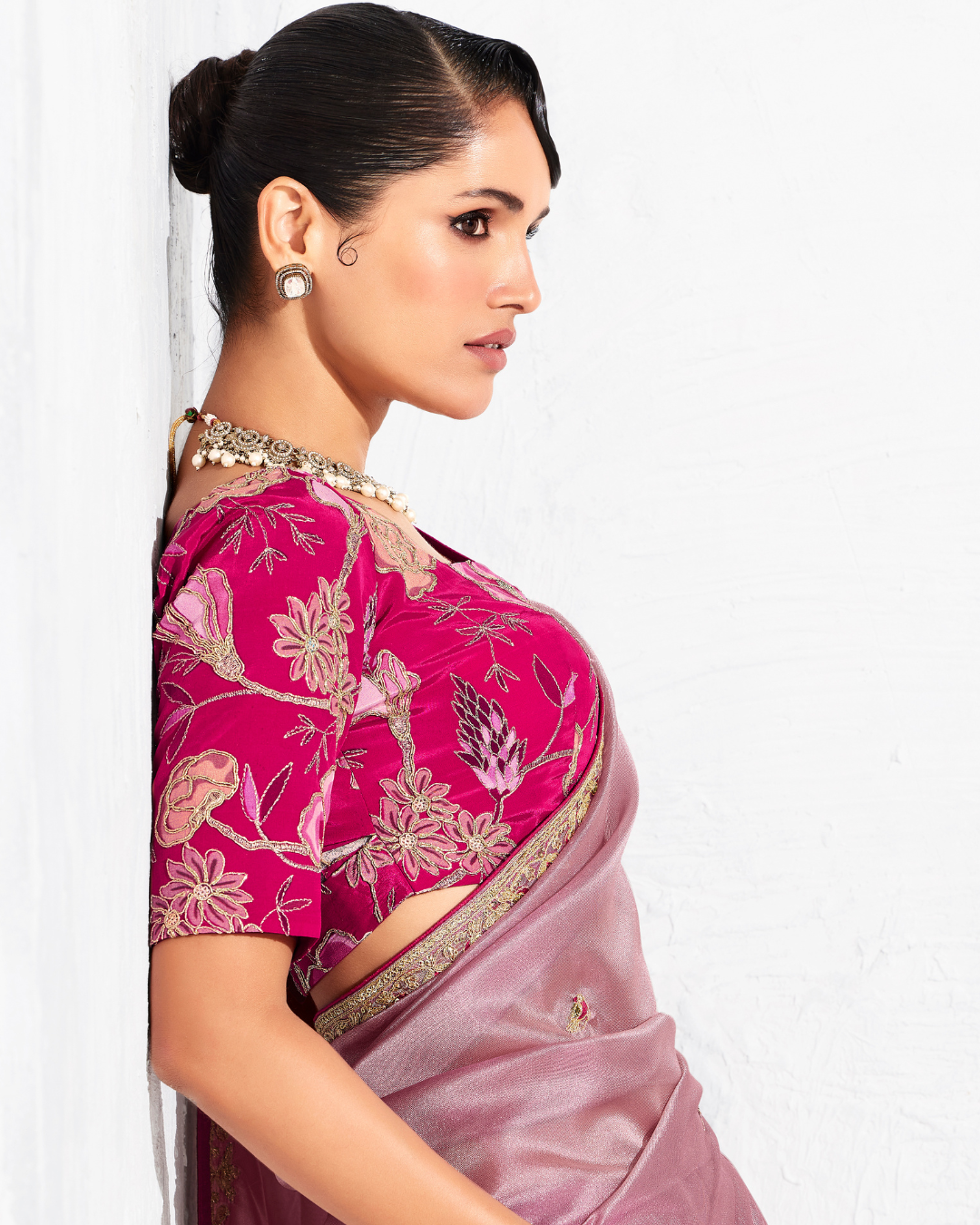 Lavender Glass Tissue Organza Designer Saree