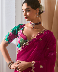 Pink Georgette Designer Saree