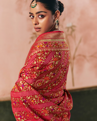 Red Pure Khaddi Georgette Saree