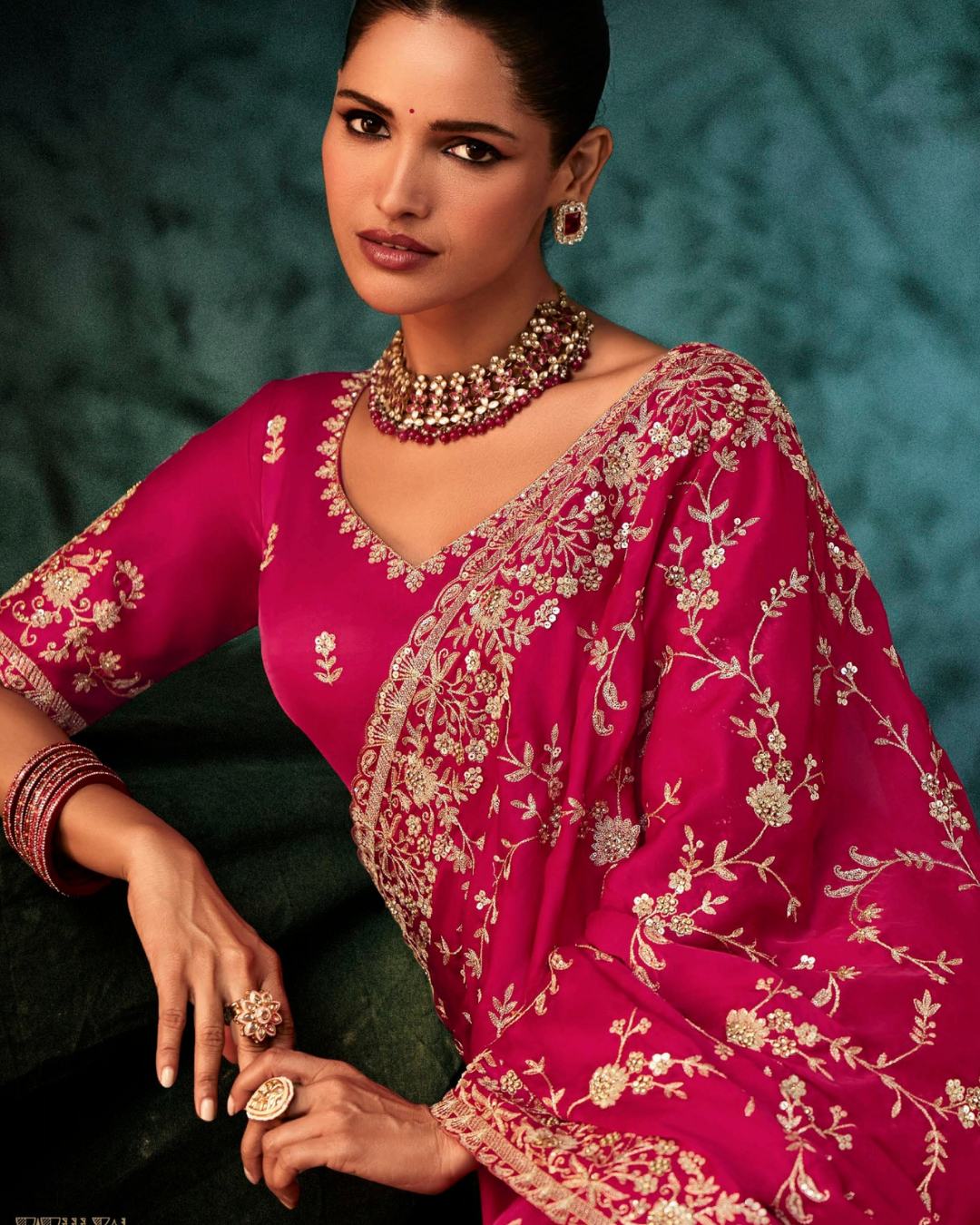 Pink Georgette Party Wear Saree