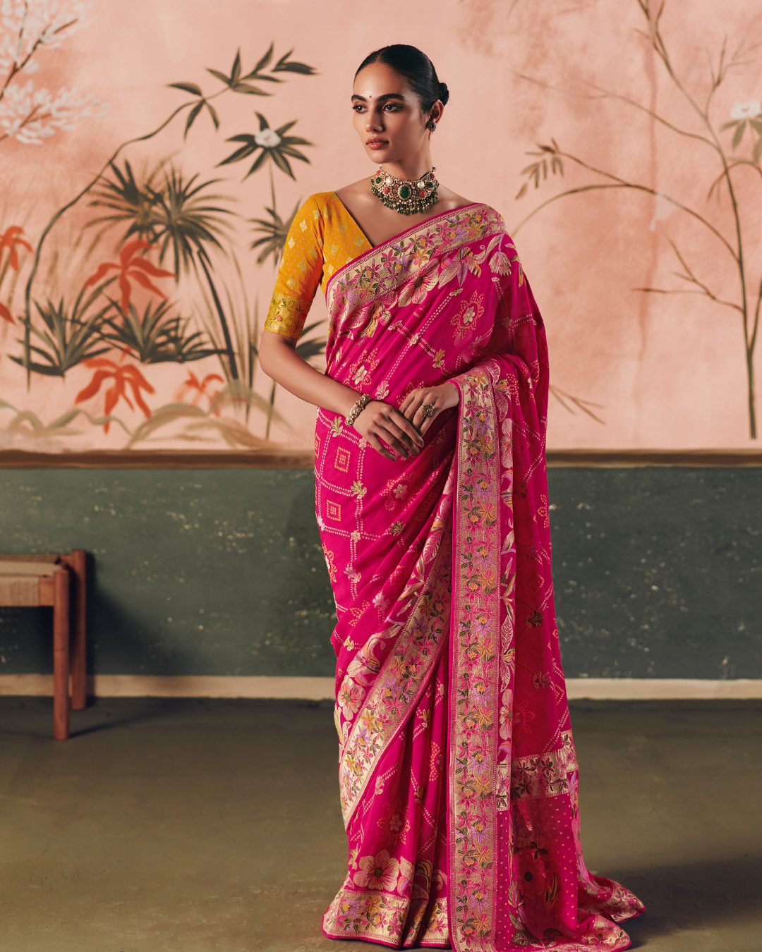 Pink Pure Khaddi Georgette Designer Saree