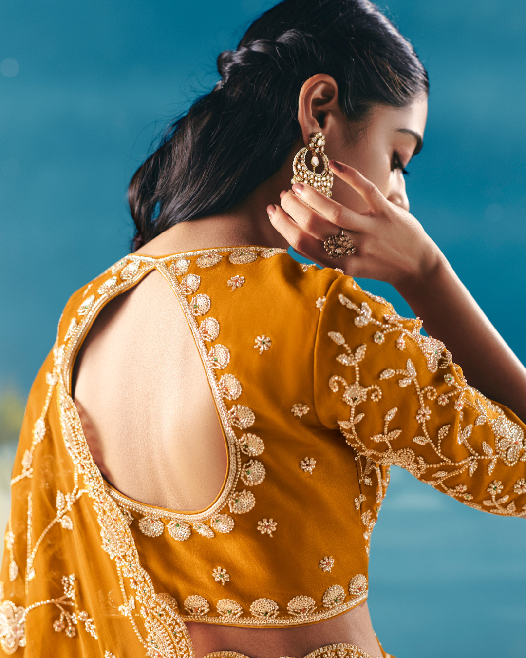 Yellow Satin Organza Designer Saree