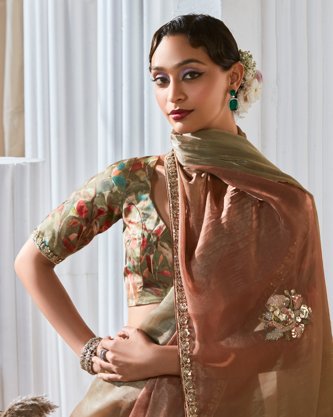 Golden Georgette Beautiful Saree