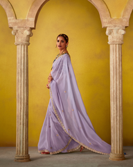 Lavender Glass Tissue Party Wear Saree