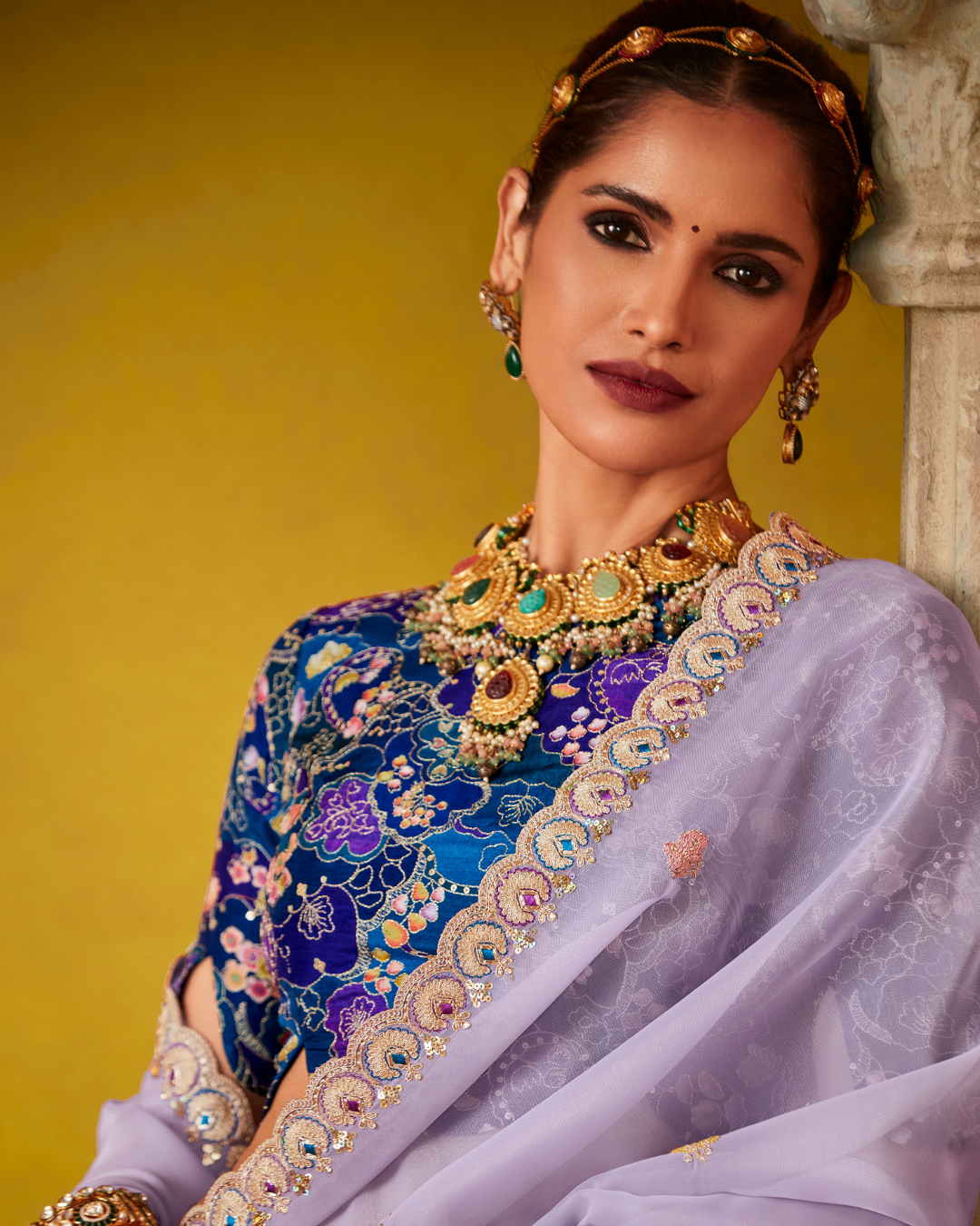 Lavender Glass Tissue Party Wear Saree