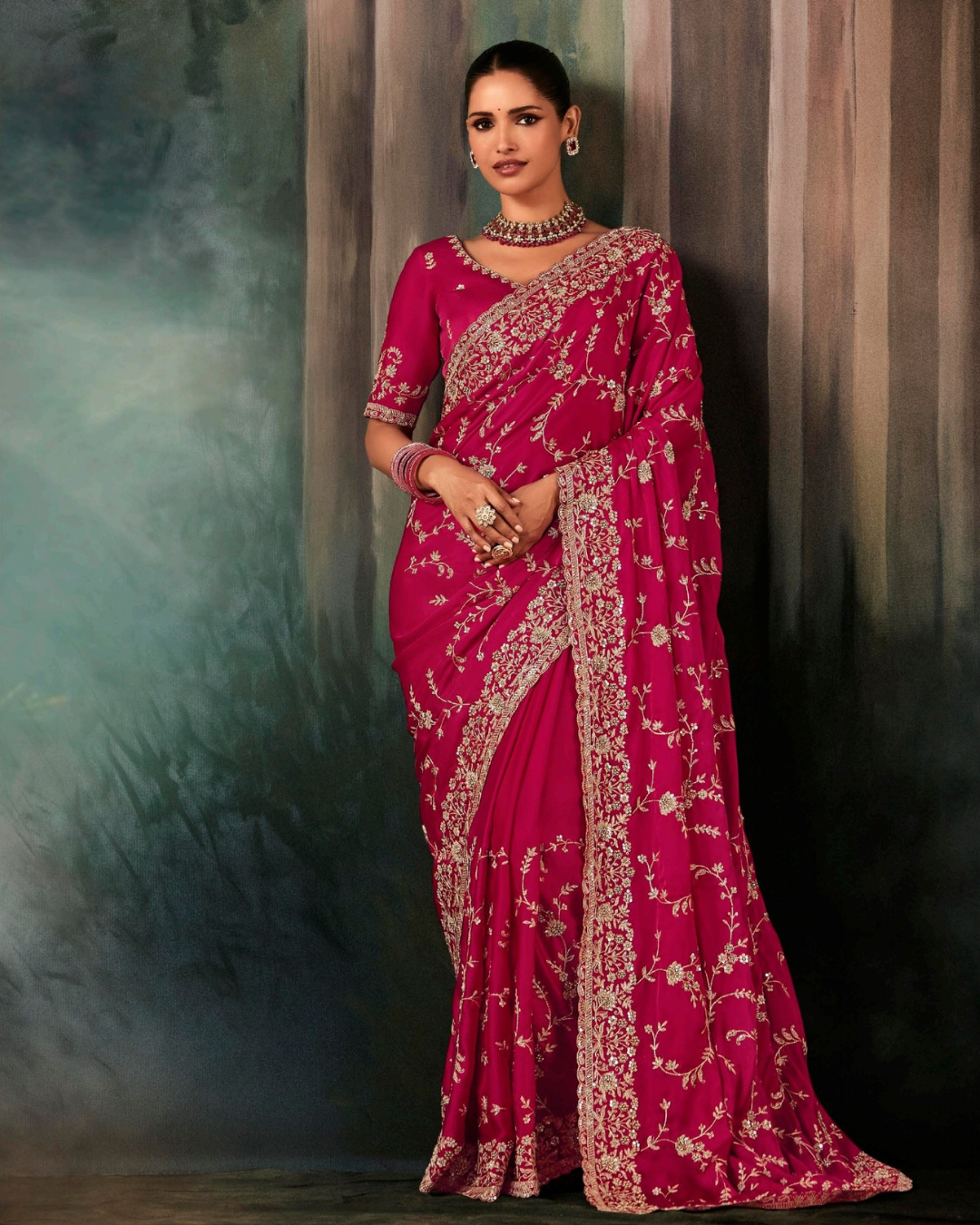 Pink Georgette Party Wear Saree