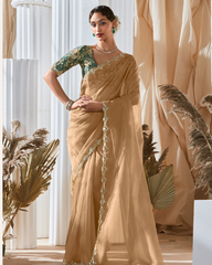 Golden Georgette Beautiful Saree