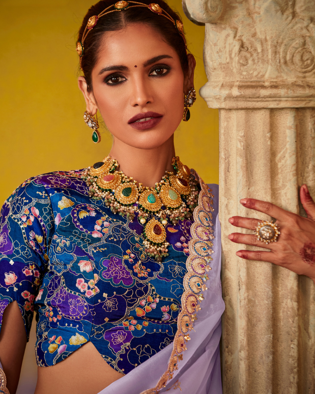 Lavender Glass Tissue Party Wear Saree