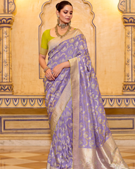 Light Purple Crepe Silk Beautiful Saree