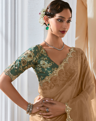 Golden Georgette Beautiful Saree