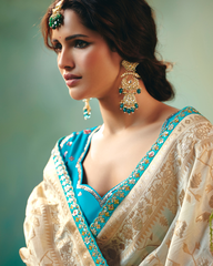 Ivory Premium Dola Viscose Silk Designer Saree