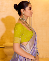 Light Purple Crepe Silk Beautiful Saree