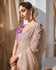 Golden Georgette Party Wear Saree