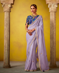 Lavender Glass Tissue Party Wear Saree