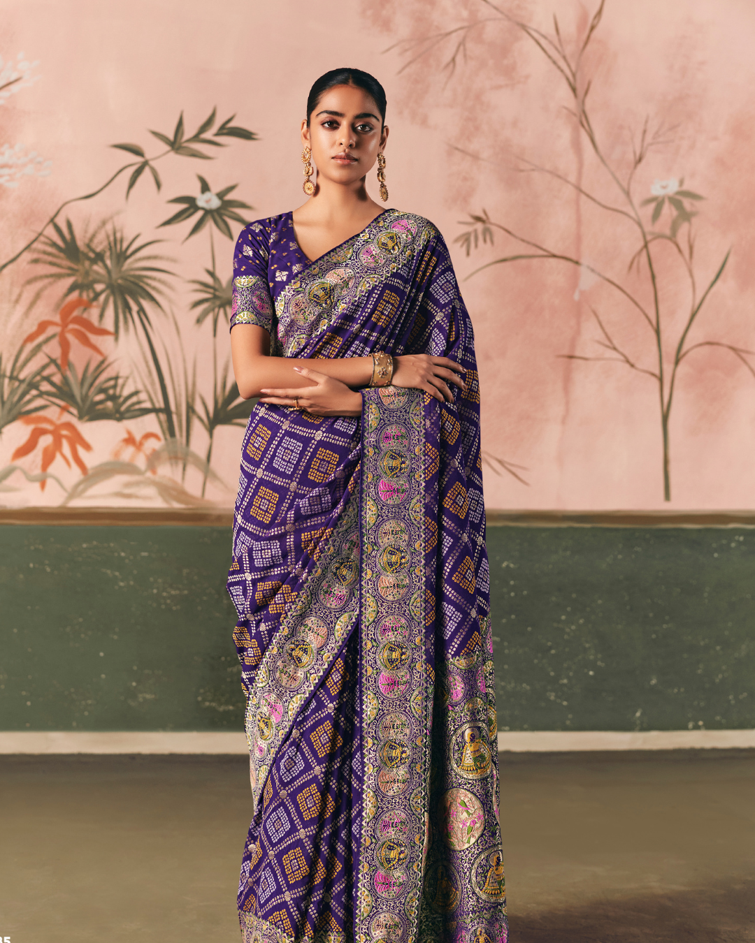 Blue Pure Khaddi Georgette Bandhani Saree