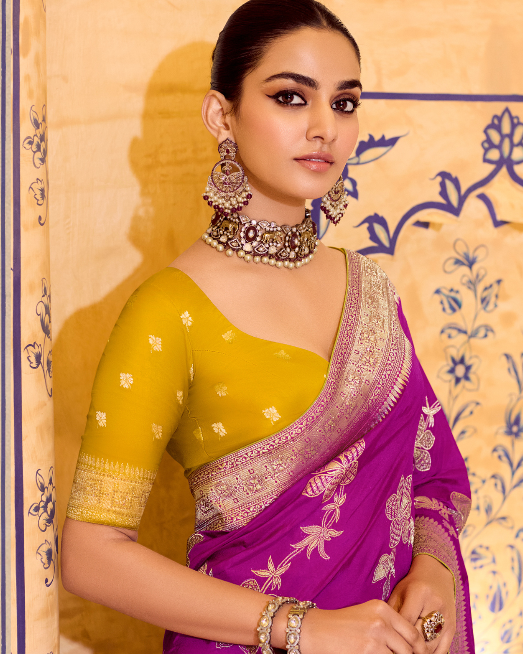 Purple Crepe Silk Designer Saree