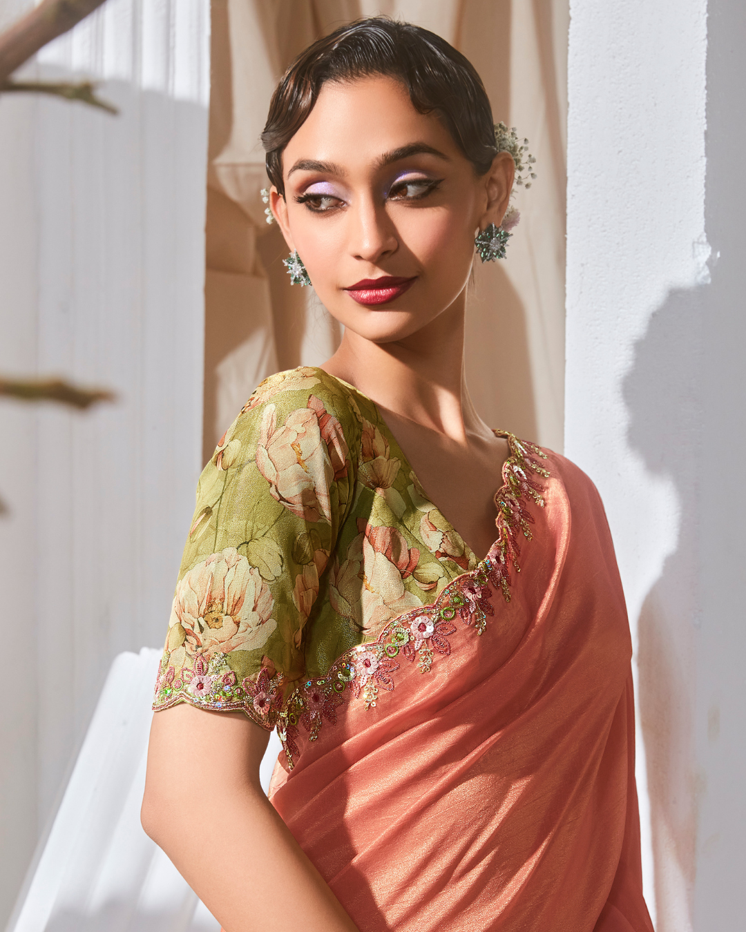 Peach Beautiful Georgette Saree