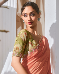 Peach Beautiful Georgette Saree