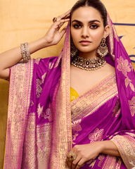 Purple Crepe Silk Designer Saree