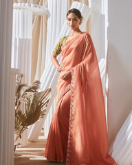 Peach Beautiful Georgette Saree