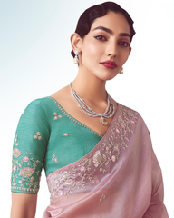 Pink Georgette Designer Saree