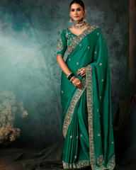 Green Georgette Designer Saree