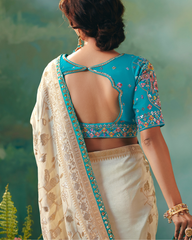 Ivory Premium Dola Viscose Silk Designer Saree
