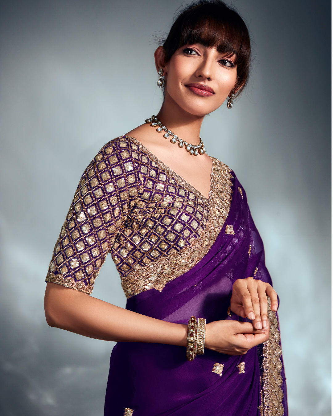 Blue Pure Ho Tissue Organza Saree