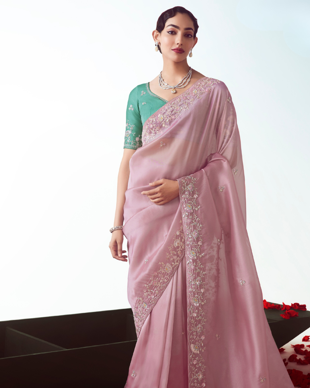Pink Georgette Designer Saree